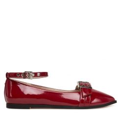 Baleriny Buffalo. Czerwone baleriny Buffalo, bez wzorów, bez obcasa, bez zapięcia. Za 189.99 zł.