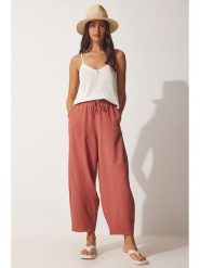 Happiness Istanbul Spodnie w kolorze pomarańczowym rozmiar: 36. Pomarańczowe spodnie materiałowe Happiness Istanbul, bez wzorów, z materiału, z podwyższonym stanem. Za 61.17 zł.