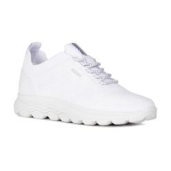Buty damskie Geox Spherica. Białe buty treningowe Geox, na lato, bez wzorów, z materiału, bez zapięcia, do biegania. Za 432.50 zł.