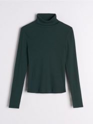 Golf - zielony. Zielone swetry Sinsay, l, bez wzorów, z bawełny, bez ramiączek. Za 25.99 zł.