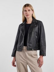 YAS Kurtka skórzana 26031785 Czarny Regular Fit. Czarne kurtki YAS, xs, bez wzorów, ze skóry, bez kaptura. Za 799.99 zł.