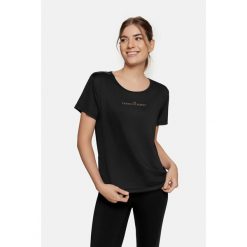 Bluzka sportowa na krótki rękaw Fog Cardiobunny. Czarne t-shirty sportowe Cardio Bunny, m, bez wzorów, bez ramiączek, na jogę i pilates. Za 89.99 zł.