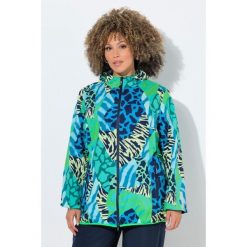 Damskie Funkcyjna kurtka przeciwdeszczowa wzór zwierzęcy elementy odblaskowe. Zielone kurtki przeciwdeszczowe Ulla Popken, plus size, bez wzorów, z materiału, bez kaptura. Za 389.99 zł.