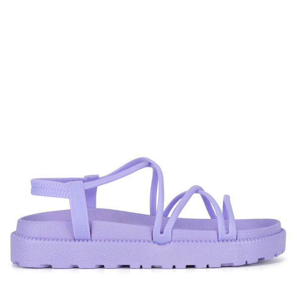 Sandały Jenny Fairy. Fioletowe sandały Jenny Fairy, bez wzorów, bez obcasa, na płaskiej podeszwie, bez zapięcia. Za 39.99 zł.