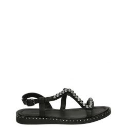 SANDAŁY 212-95 BLACK. Czarne sandały Venezia, bez wzorów, ze skóry, bez obcasa, bez zapięcia. Za 179.00 zł.