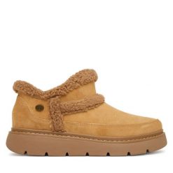 Śniegowce Skechers. Brązowe śniegowce Skechers, bez wzorów, bez zapięcia. Za 339.99 zł.