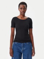Tommy Hilfiger T-Shirt WW0WW37866 Czarny Slim Fit. Czarne t-shirty Tommy Hilfiger, s, bez wzorów, z wiskozy, bez kołnierzyka, bez ramiączek. Za 159.99 zł.