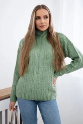 Sweter z półgolfem ciemny miętowy. Zielone swetry KESI, na jesień, l, bez wzorów, z wełny, eleganckie, plus size, bez ramiączek. Za 150.97 zł.
