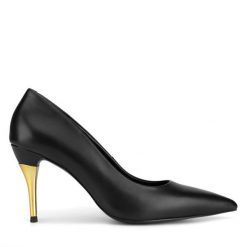 Szpilki Gino Rossi. Czarne szpilki Gino Rossi, bez wzorów, bez obcasa, na szpilce, bez zapięcia. Za 349.99 zł.
