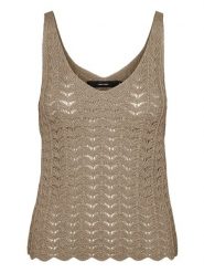 Vero Moda Top dzianinowy w kolorze khaki rozmiar: XL. Brązowe topy Vero Moda, xl, bez wzorów, z dzianiny, bez kołnierzyka, bez ramiączek. Za 85.95 zł.