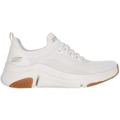 Buty do chodzenia damskie Skechers Bobs Sport Sparrow Flex. Białe buty treningowe Skechers, bez wzorów, z jeansu, bez zapięcia, trekkingowe. Za 239.99 zł.