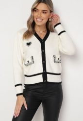 Jasnobeżowy Sweter Kardigan z Wiskozy z Naszywką Serca i Perłowymi Kieszeniami Aradhya. Brązowe swetry Born2be, z aplikacjami, z wiskozy, bez ramiączek. W wyprzedaży za 144.49 zł.