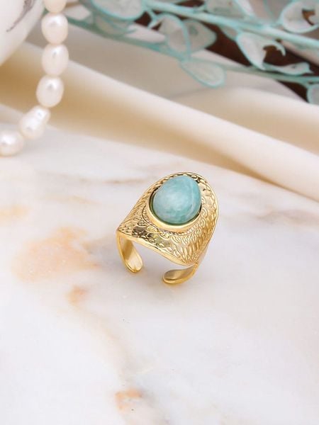 L'Atelier de Gaia Pozłacany pierścionek z amazonitem rozmiar: onesize. Niebieskie pierścionki L'Atelier de Gaia, pozłacane. Za 70.41 zł.