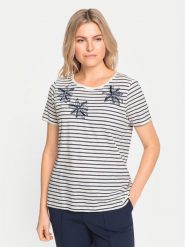 Olsen T-Shirt 11105068 Écru Regular Fit. T-shirty Olsen, bez wzorów, z bawełny, bez kołnierzyka, bez ramiączek. Za 219.99 zł.