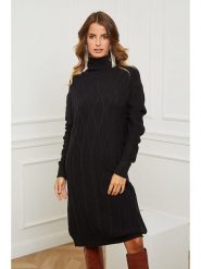 Joséfine Sukienka dzianinowa "Bernie" w kolorze czarnym rozmiar: XL. Czarne sukienki Joséfine, na co dzień, xl, bez wzorów, z dzianiny, bez kołnierzyka, bez ramiączek, midi, proste. Za 206.42 zł.