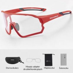 Okulary rowerowe / sportowe fotochrom ROCKBROS UV400 (10137) czerwone. Czerwone okulary przeciwsłoneczne ROCKBROS, bez wzorów. Za 95.99 zł.