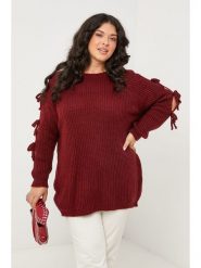Curvy Lady Sweter w kolorze bordowym rozmiar: 48/50. Czerwone swetry Curvy Lady, bez wzorów, klasyczne, bez ramiączek. Za 156.98 zł.