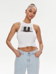 Hugo Top Classic 50508634 Biały Slim Fit. Białe topy Hugo, xl, bez wzorów, z bawełny, bez kołnierzyka, bez ramiączek. Za 399.99 zł.