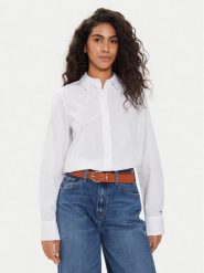Tommy Hilfiger Koszula WW0WW43344 Biały Regular Fit. Białe koszule Tommy Hilfiger, bez wzorów, z bawełny, bez kołnierzyka, bez ramiączek. Za 229.99 zł.
