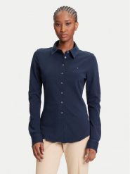 Tommy Hilfiger Koszula 1985 WW0WW43528 Granatowy Slim Fit. Niebieskie koszule Tommy Hilfiger, m, bez wzorów, z bawełny, biznesowe, bez kołnierzyka, bez ramiączek. Za 429.99 zł.