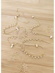 La Asena Pozłacany naszyjnik - dł. 65 cm rozmiar: onesize. Białe naszyjniki La Asena, z materiału, z perłą, pozłacane. Za 52.99 zł.