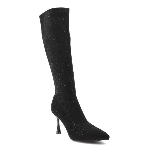 Czarne Wysokie Kozaki S.Barskie Eleganckie Obuwie Damskie Na Szpilce. Czarne kozaki S.BARSKI, z aplikacjami, eleganckie, przed kolano, bez obcasa, na obcasie, bez zapięcia. Za 280.99 zł.