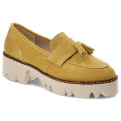 Żółte Półbuty Chebello Wygodne Skórzane Buty. Żółte półbuty wsuwane CheBello, na lato, bez wzorów, ze skóry, biznesowe, bez obcasa, na obcasie. Za 395.99 zł.