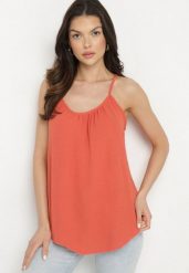 Różowy Klasyczny Top z Bawełną Pumera. Czerwone topy Born2be, l, bez wzorów, z bawełny, eleganckie, bez kołnierzyka, bez ramiączek. W wyprzedaży za 29.74 zł.