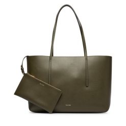 Torebka Calvin Klein. Zielone shopper bag Calvin Klein, bez wzorów, bez dodatków. Za 649.99 zł.