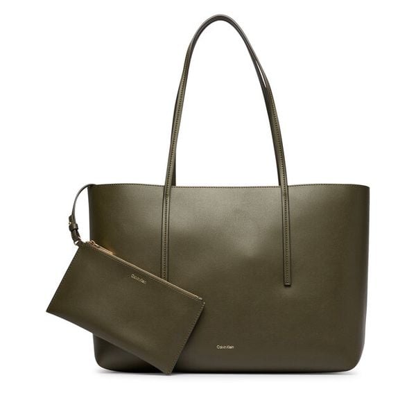 Torebka Calvin Klein. Zielone shopper bag Calvin Klein, bez wzorów, bez dodatków. Za 649.99 zł.