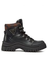 Guess Botki Lofira FL8LOF ELE12 Czarny. Czarne botki Guess, z aplikacjami, ze skóry, bez obcasa, na płaskiej podeszwie, bez zapięcia. Za 359.99 zł.