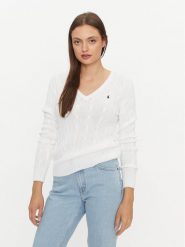 Polo Ralph Lauren Sweter 211891641001 Biały Regular Fit. Białe swetry Polo Ralph Lauren, xl, bez wzorów, z bawełny, bez ramiączek. Za 579.99 zł.