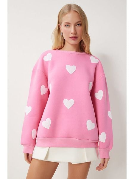 Happiness Istanbul Bluza w kolorze jasnoróżowo-białym rozmiar: 40. Białe bluzy Happiness Istanbul, bez wzorów, z bawełny, bez kaptura. Za 96.37 zł.