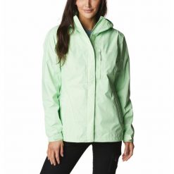Kurtka przeciwdeszczowa turystyczna damska Columbia Pouring Adventure II Jacket. Zielone kurtki przeciwdeszczowe Columbia, xs, bez wzorów, bez kaptura, trekkingowe. Za 356.30 zł.