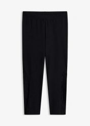 Legginsy 3/4 z koronką. Czarne legginsy bonprix, bez wzorów, z koronki, eleganckie. Za 22.99 zł.