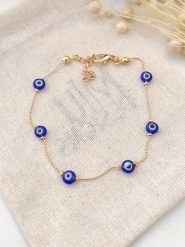 Atelier MIU Pozłacana bransoletka z elementami ozdobnymi rozmiar: onesize. Niebieskie bransoletki atelier MIU, pozłacane. Za 30.99 zł.