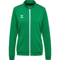 Damska bluza dresowa z poliestru zapinana na zamek Hummel Authentic. Zielone bluzy Hummel, bez wzorów, z dresówki, bez kaptura, na fitness i siłownię. Za 254.00 zł.