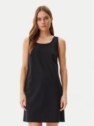 Calvin Klein Sukienka codzienna LV044B010G Czarny Regular Fit. Czarne sukienki Calvin Klein, na co dzień, bez wzorów, z wiskozy, bez kołnierzyka, bez ramiączek, proste. Za 309.99 zł.