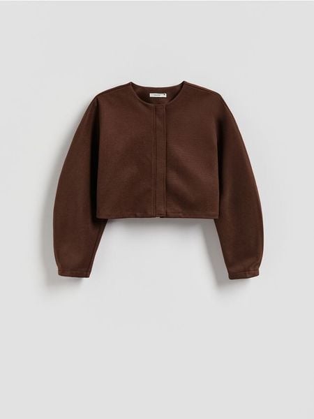 Marynarka z domieszką wiskozy - brązowy. Brązowe marynarki i żakiety Reserved, l, bez wzorów, z tkaniny, bez ramiączek. Za 139.99 zł.