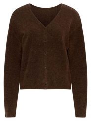 MOSS COPENHAGEN Kardigan "Milania" w kolorze ciemnobrązowym rozmiar: S/M. Brązowe swetry Moss Copenhagen, m, bez wzorów, z poliamidu, bez ramiączek. Za 219.08 zł.