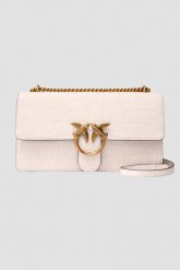 PINKO Biała listonoszka damska Love One Classic DC Cocco Nabuccato. Białe listonoszki Pinko, bez wzorów, eleganckie, z tłoczeniem, bez dodatków. W wyprzedaży za 1,379.99 zł.