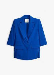 Żakiet z modnie zaznaczonymi ramionami z miękkiej mieszanki wiskozy. Czarne marynarki i żakiety bonprix, bez wzorów, z wiskozy, eleganckie, bez ramiączek. Za 169.99 zł.