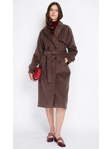 ASSUILI Płaszcz przejściowy w kolorze brązowym rozmiar: 42. Brązowe płaszcze Assuili, bez wzorów, z tkaniny, klasyczne, bez kaptura. Za 461.21 zł.