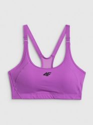 4F Biustonosz treningowy ze średnim wsparciem damski - różowy XS. Czerwone biustonosze sportowe 4f, bez wzorów, z gumy, na fitness i siłownię. Za 129.99 zł.