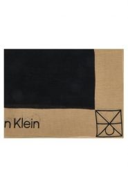 Calvin Klein Szal LV04F9021G Czarny. Czarne szaliki i kominy Calvin Klein, bez wzorów, ze lnu. Za 329.99 zł.