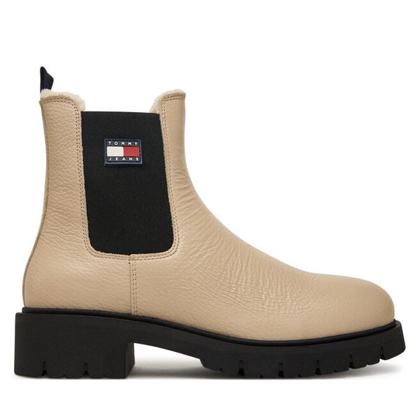Sztyblety Tommy Jeans. Botki Tommy Jeans, bez wzorów, z jeansu, bez obcasa, na płaskiej podeszwie, bez zapięcia. Za 519.99 zł.