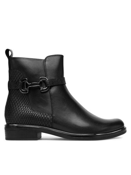 Caprice Botki 9-25312-45 Czarny. Czarne botki Caprice, bez wzorów, ze skóry, bez obcasa, na płaskiej podeszwie, bez zapięcia. Za 589.99 zł.