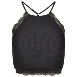 Plon top femme Urban Classic Top. Czarne topy Urban Classics, bez wzorów, bez kołnierzyka, bez ramiączek. Za 134.50 zł.
