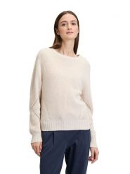 BETTY & CO Sweter w kolorze kremowym rozmiar: 44. Brązowe swetry Betty & Co, bez wzorów, z bawełny, bez ramiączek. Za 130.99 zł.
