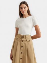 Lauren Ralph Lauren T-Shirt 200655374002 Biały Slim Fit. Białe t-shirty Lauren Ralph Lauren, xxl, bez wzorów, z bawełny, bez kołnierzyka, bez ramiączek. Za 249.99 zł.